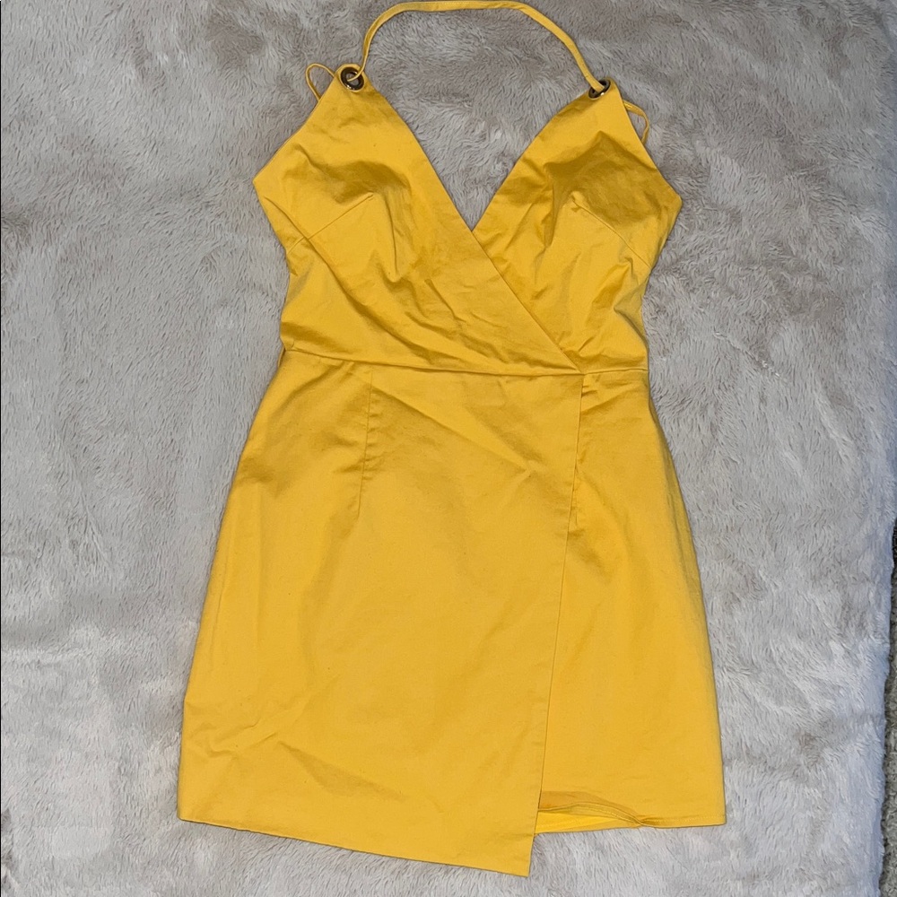 superdown Eleanor Wrap Tie Dress in Canary Yellow - Picture 3 of 8